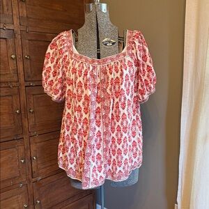 Max Studio Red Floral Blouse